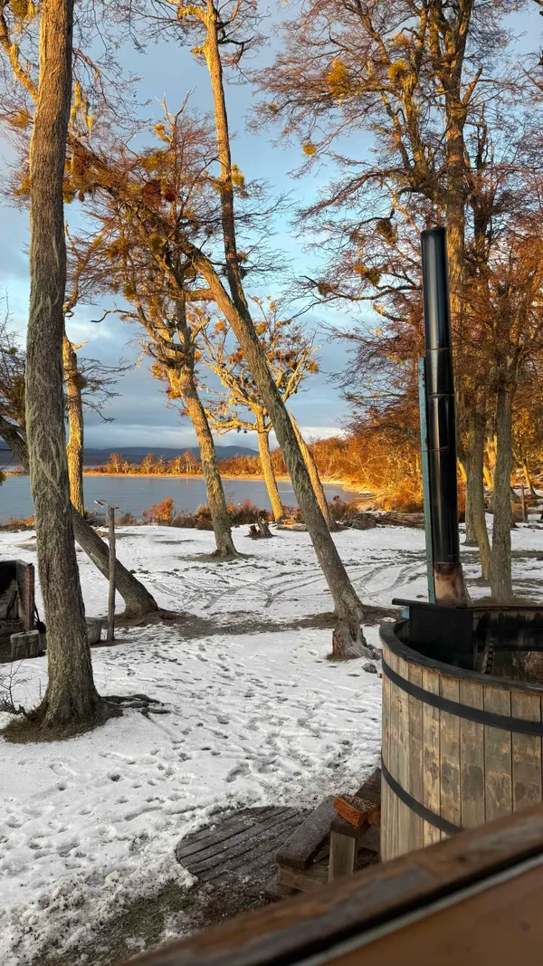 Thermal spa facility nestled in Patagonian landscape
