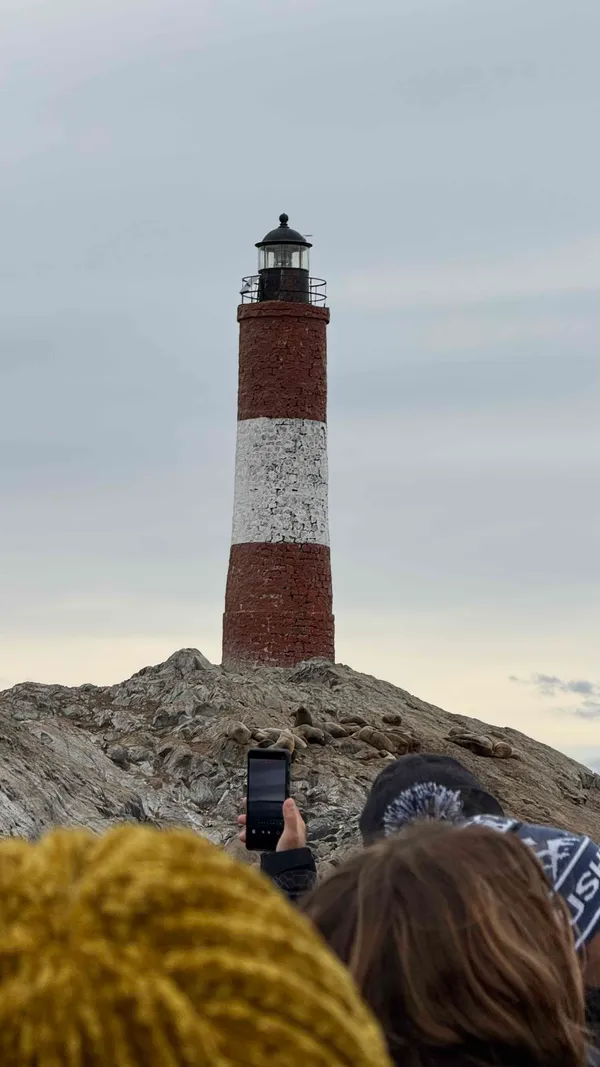 Red and white lighthouse tower in Beagle Channel